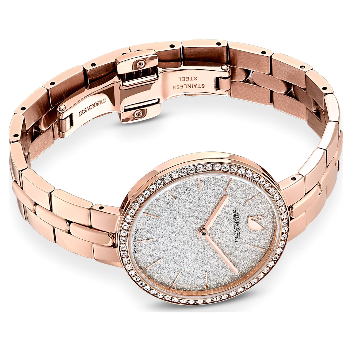 Swarovski Cosmopolitan Diamond Powder Silver Dial Rose Gold Steel Strap Watch for Women - 5517803