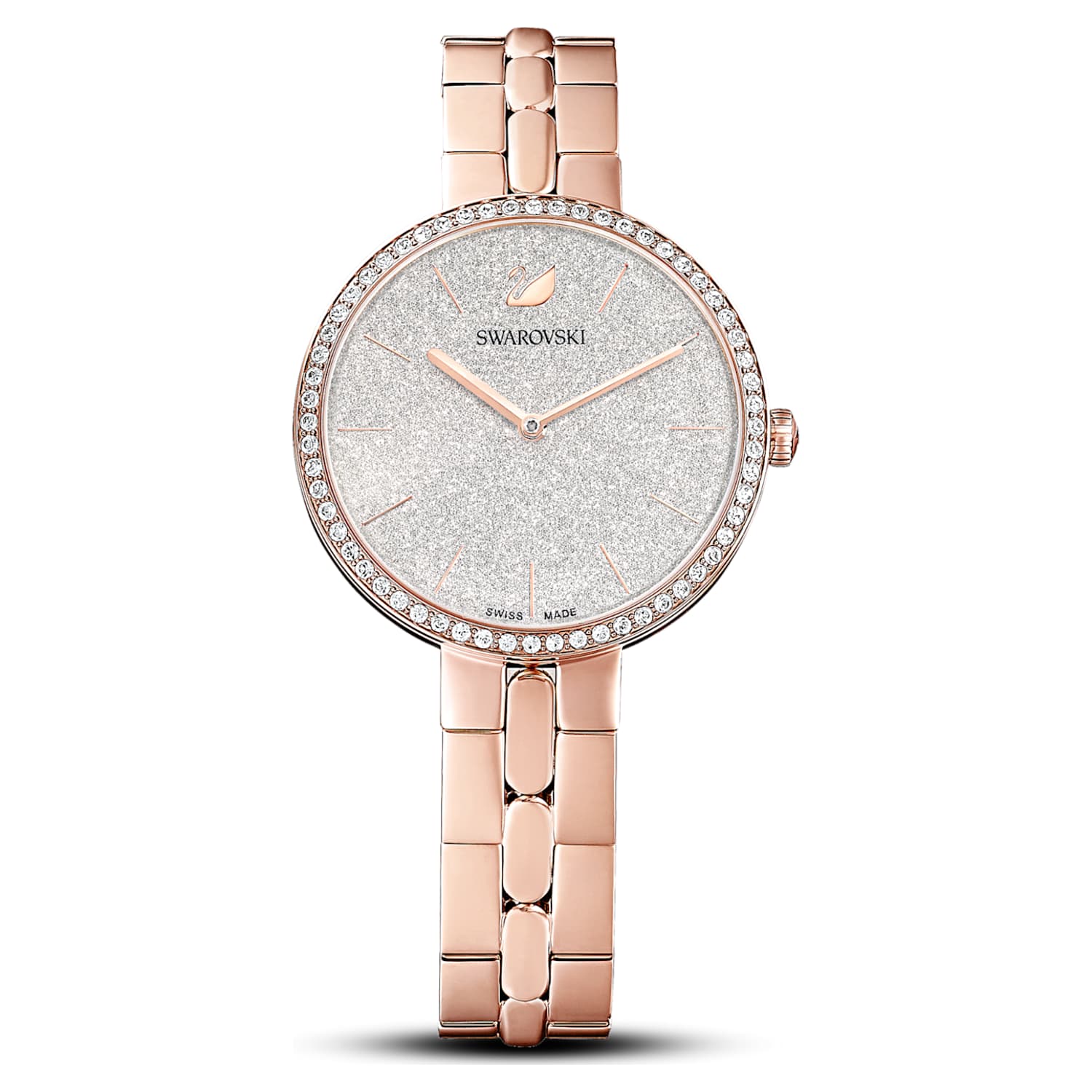 Swarovski Cosmopolitan Diamond Powder Silver Dial Rose Gold Steel Strap Watch for Women - 5517803