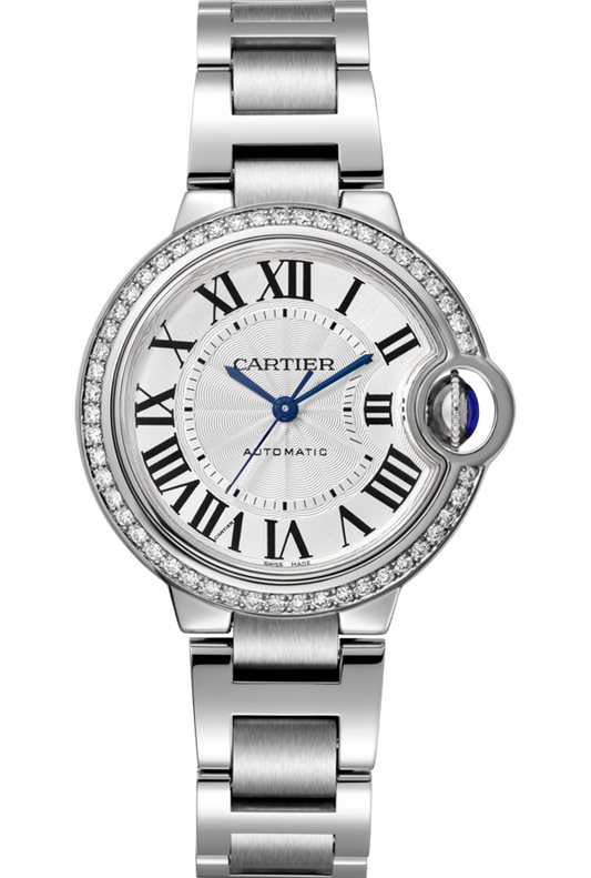 Cartier Ballon Bleu De Cartier Diamonds Silver Dial Silver Steel Strap Watch for Women - W4BB0023