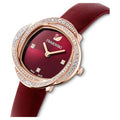 Swarovski Crystal Flower Red Dial Red Leather Strap Watch for Women - 5552780