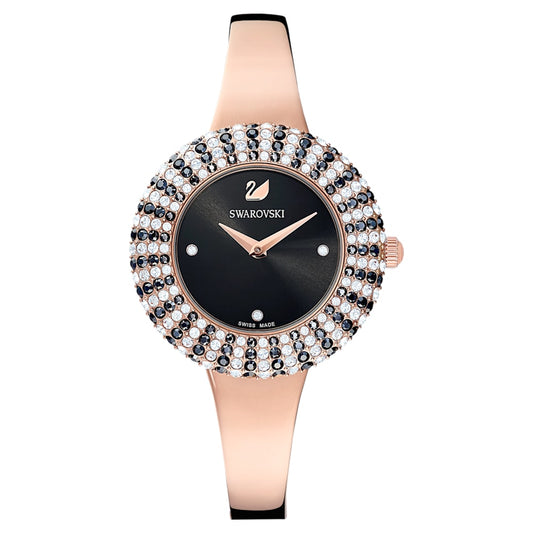 Swarovski Crystal Rose Black Dial Rose Gold Steel Strap Watch for Women - 5484050