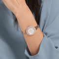 Swarovski Crystalline Crystals White Dial Rose Gold Steel Strap Watch for Women - 5269250