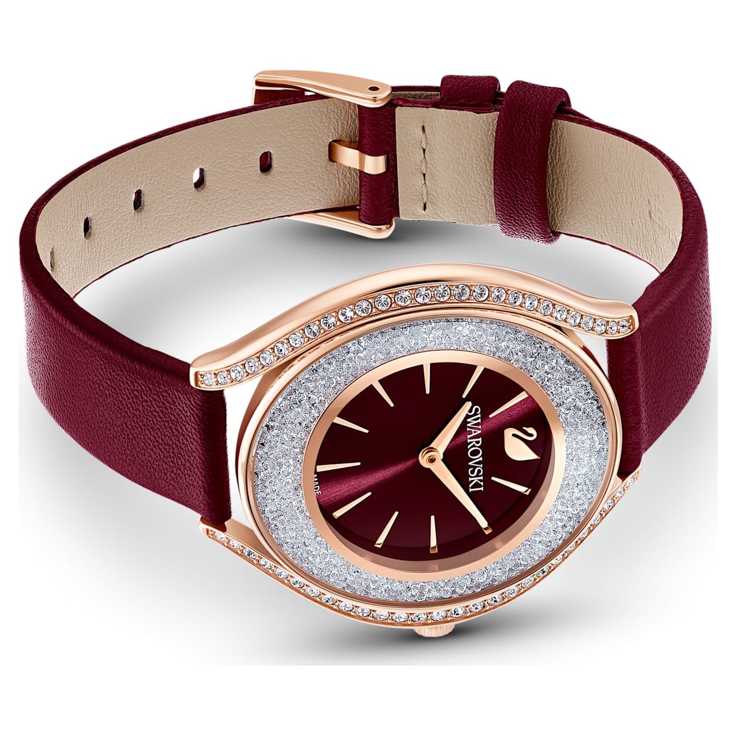 Swarovski Crystalline Crystals Aura Red Dial Red Leather Strap Watch for Women - 5558637