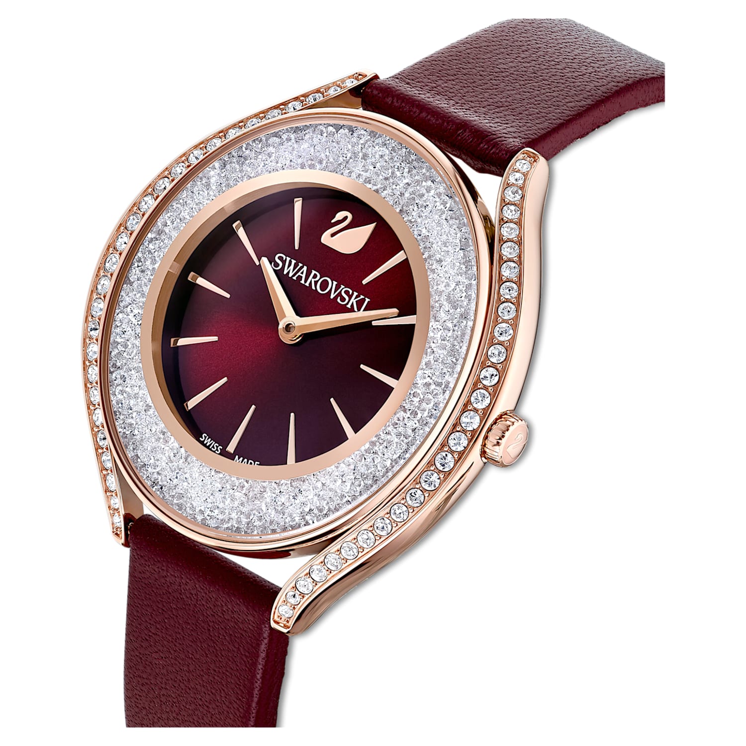 Swarovski Crystalline Crystals Aura Red Dial Red Leather Strap Watch for Women - 5558637