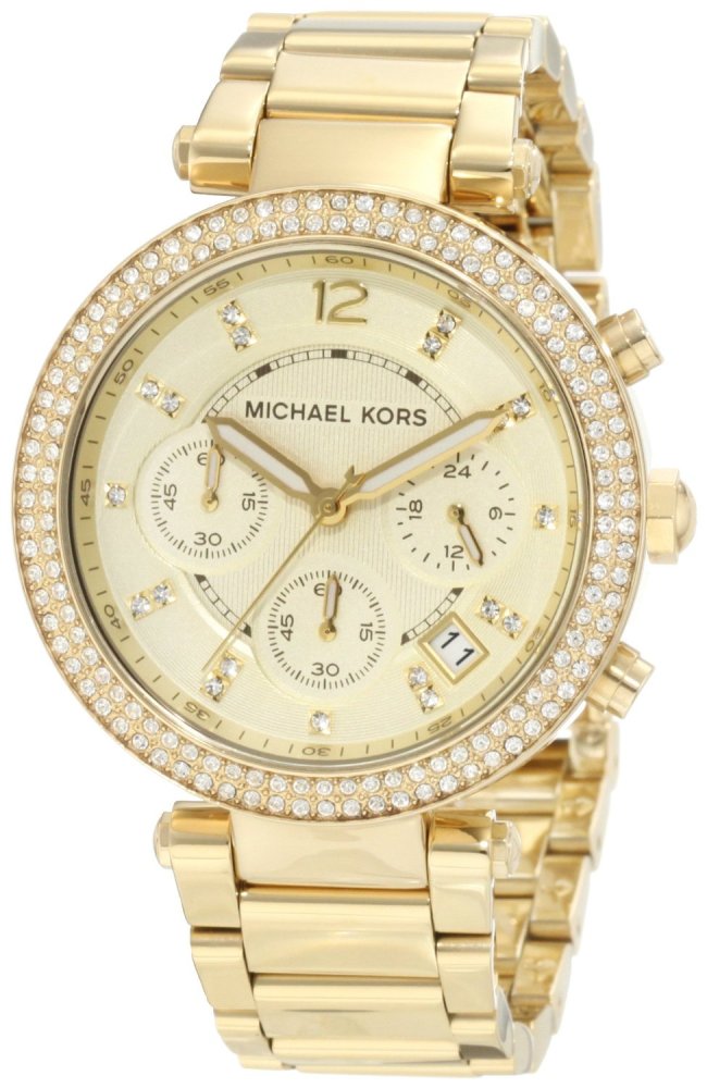 Michael Kors Parker Chronograph Gold Dial Gold Steel Strap Watch for Women - MK5632