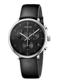 Calvin Klein High Noon Chronograph Black Dial Black Leather Strap Watch for Men - K8M271C1