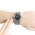 Fossil Modern Machine Black Dial Silver Steel Strap Watch for Men - FS4926