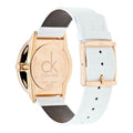 Calvin Klein Accent Silver Dial White Leather Strap Watch for Women - K2Y216K6