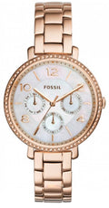 Fossil Jacqueline Multi Function Mother of Pearl Dial Rose Gold Steel Strap Watch for Women - ES3757