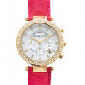 Michael Kors Parker White Dial Pink Leather Strap Watch for Women - MK2297