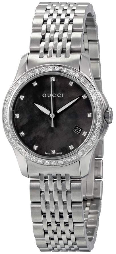 Gucci G Timeless Black Mother of Pearl Diamonds 38mm Watch For Women - YA126509