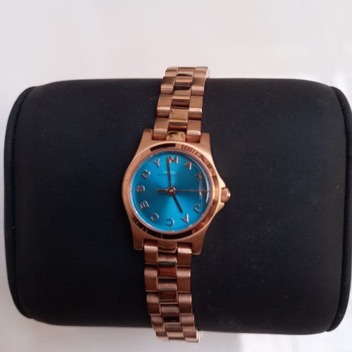 Marc Jacobs Henry Dinky Blue Dial Rose Gold Stainless Steel Strap Watch for Women - MBM3204