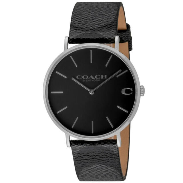 Coach Charles Black Dial Black Leather Strap Watch for Men - 14602157