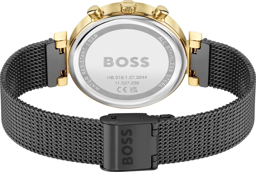 Hugo Boss Flawless Black Dial Black Mesh Bracelet Watch for Women - 1502627