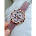 Guess Mariposa Pink Dial Pink Leather Strap Watch for Women - GW0008L2