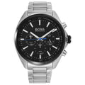 Hugo Boss Distinct Chronograph Black Dial Silver Steel Strap Watch for Men - 1513857