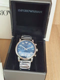 Emporio Armani Luigi Chronograph Blue Dial Silver Steel Strap Watch For Men - AR11132