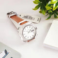 Fossil Candy White Dial Brown Leather Strap Watch for Women - ES3538