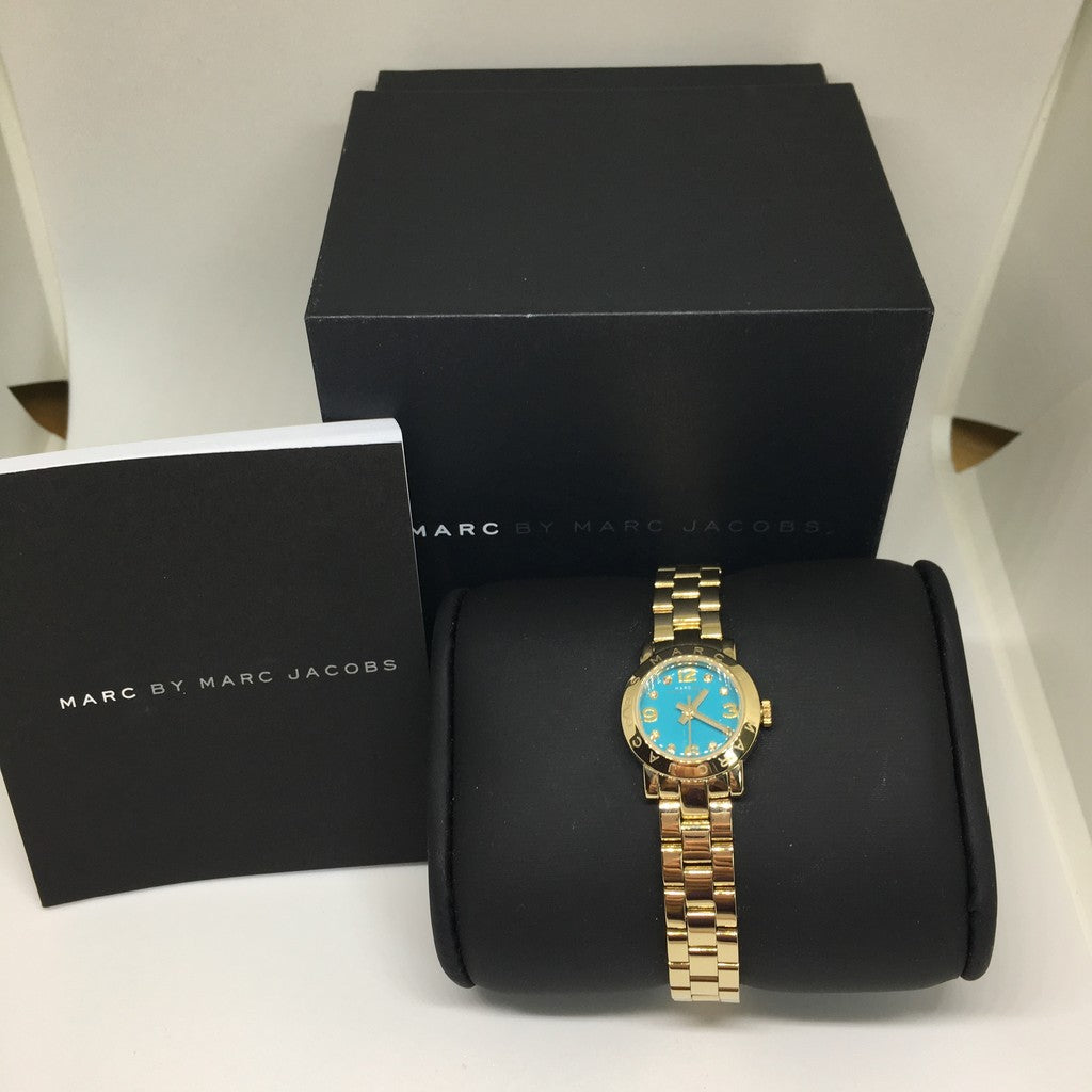 Marc Jacobs Amy Dinky Turquoise Dial Gold Stainless Steel Strap Watch for Women - MBM3229