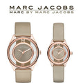 Marc Jacobs Tether Grey Dial Beige Leather Strap Watch for Women - MBM1375