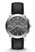 Burberry The City Grey Dial Black Leather Strap Watch for Men - BU9362