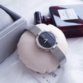 Calvin Klein Firm Black Dial Silver Mesh Bracelet Watch for Women - K3N23121