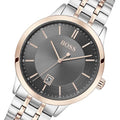 Hugo Boss Classic Grey Dial Two Tone Stainless Steel Strap Watch for Men - 1513688