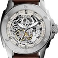 Fossil Modern Machine Automatic Skeleton White Dial Brown Leather Strap Watch for Women - ME3083