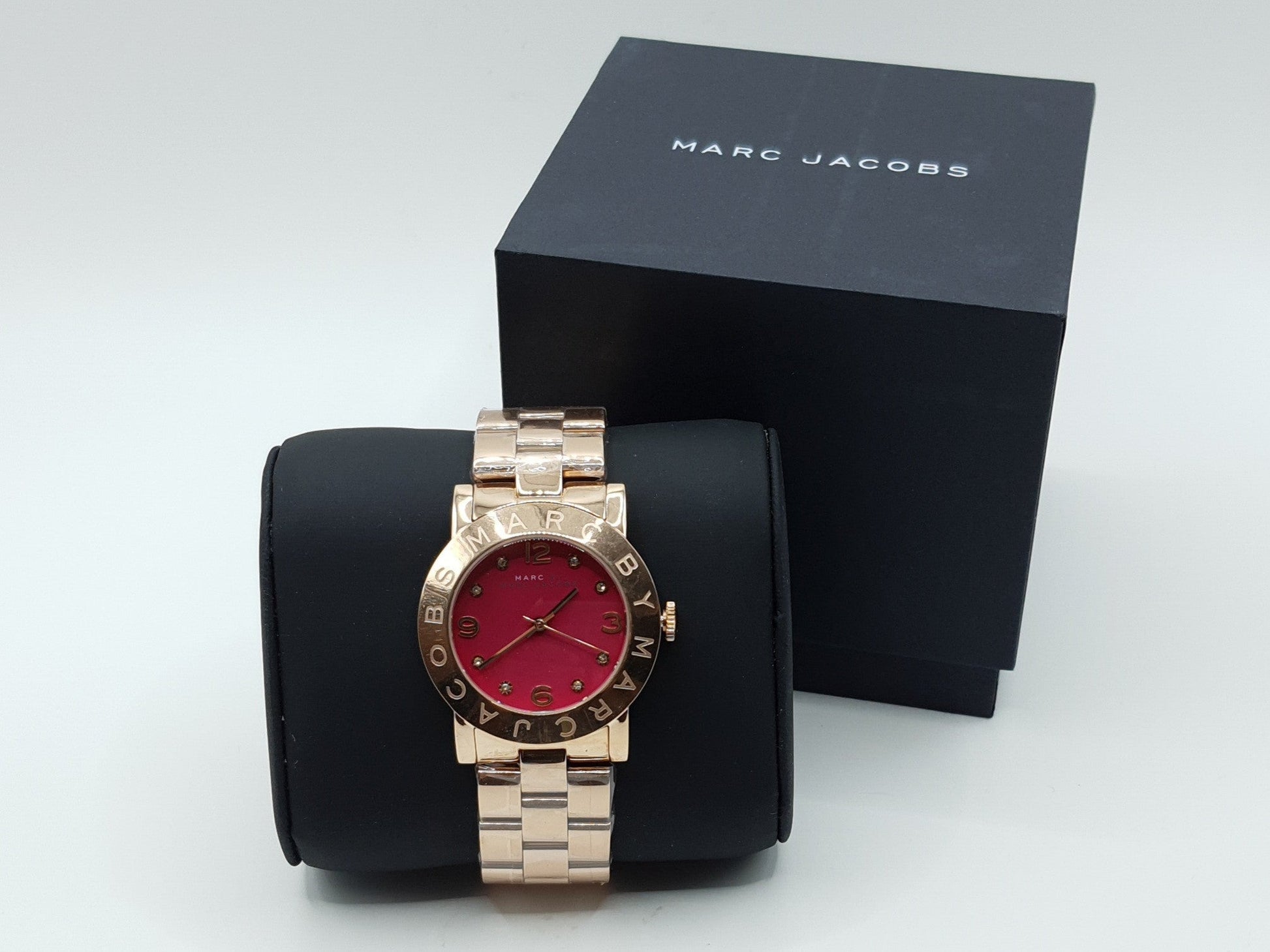 Marc Jacobs Amy Purple Dial Rose Gold Stainless Steel Strap Watch for Women - MBM8618