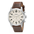 Fossil Pilot Chronograph White Dial Brown Leather Strap Watch for Men - FS5146