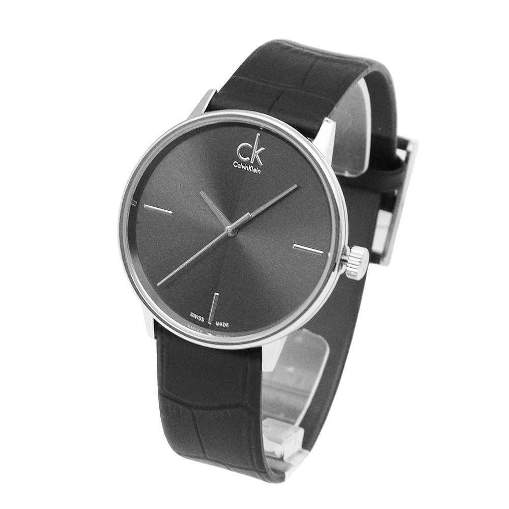 Calvin Klein Accent Black Dial Black Leather Strap Watch for Men - K2Y2X1C3