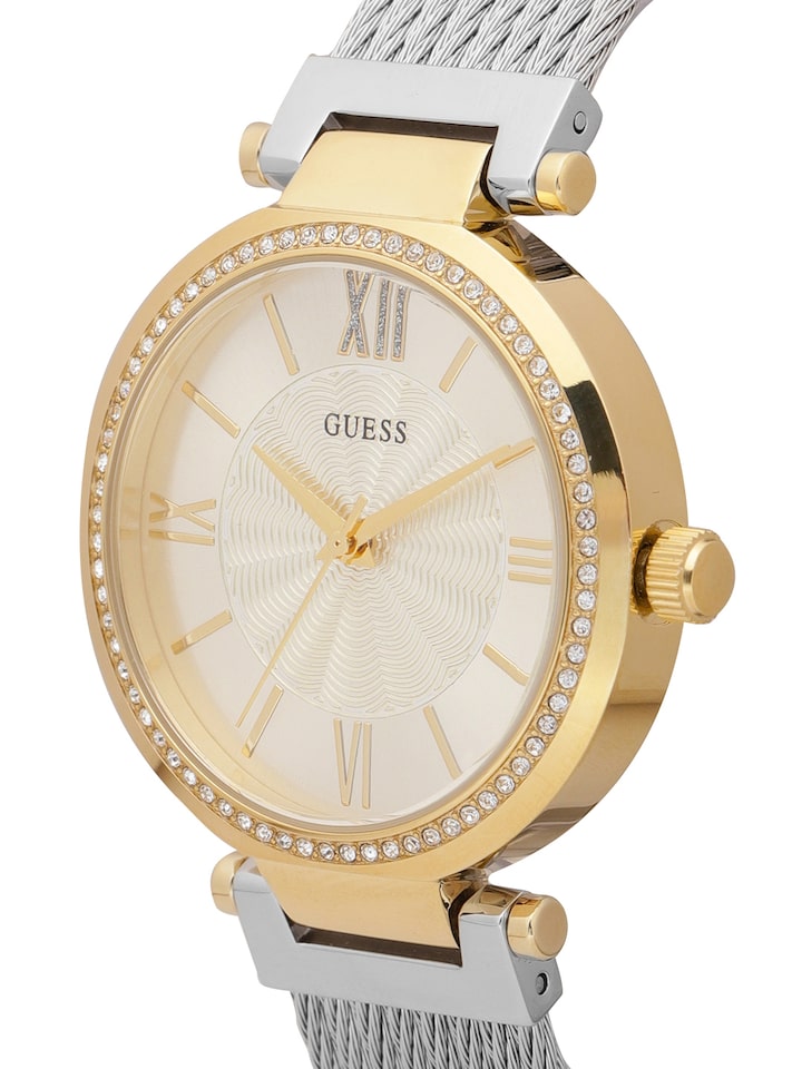 Guess Soho Diamonds Silver Dial Silver Mesh Bracelet Watch for Women - W0638L7