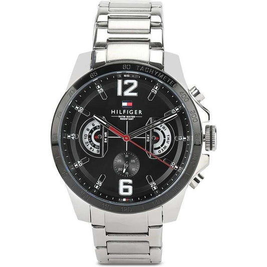 Tommy Hilfiger Decker Quartz Black Dial Silver Steel Strap Watch for Men - 1791472