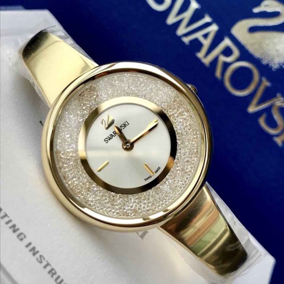 Swarovski Crystalline Bracelet White Dial Gold Steel Strap Watch for Women - 5269253