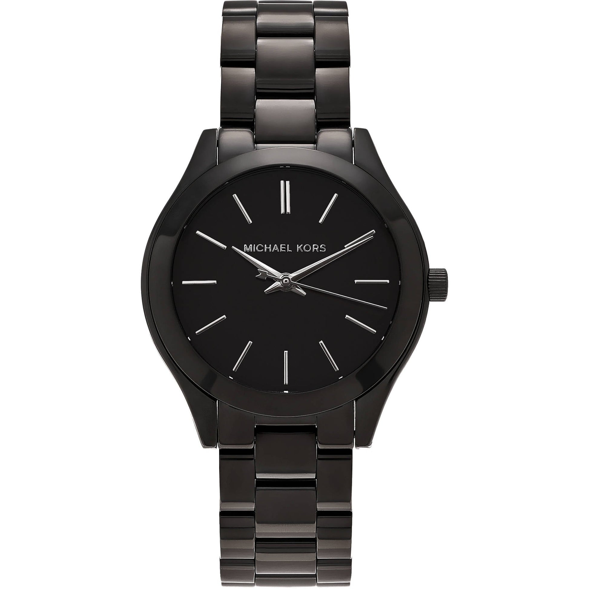 Michael Kors Mini Slim Runway Black Dial Black Steel Strap Watch for Women - MK3587