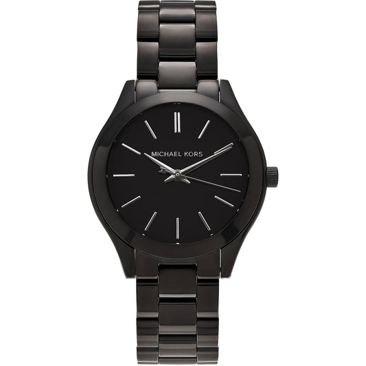 Michael Kors Mini Slim Runway Black Dial Black Steel Strap Watch for Women - MK3587