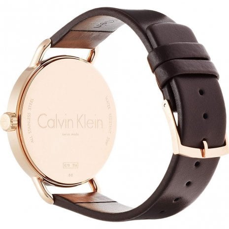 Calvin Klein Even Grey Dial Brown Leather Strap Watch for Women - K7B216G3