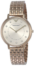 Emporio Armani Dress Quartz Rose Gold Dial Rose Gold Steel Strap Watch For Women - AR11062