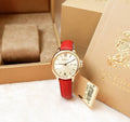 Burberry The Classic Gold Dial Red Leather Strap Watch for Women - BU10102