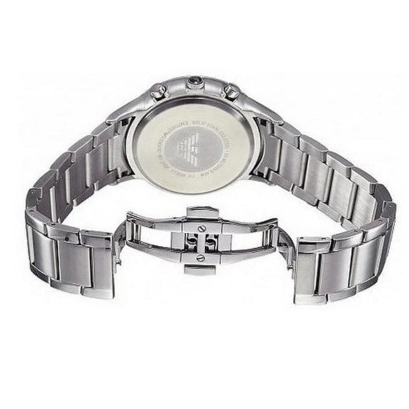 Emporio Armani Gianni Chonograph Silver Dial Silver Steel Strap Watch For Men - AR1933