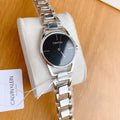 Calvin Klein Dainty Black Dial Silver Steel Strap Watch for Women - K7L23141