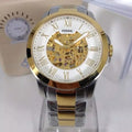 Fossil Grant Automatic Skeleton White Dial Two Tone Steel Strap Watch for Men - ME3112