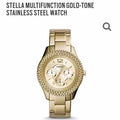 Fossil Stella Multifunction Gold Dial Gold Steel Strap Watch for Women - ES3589