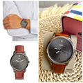 Fossil The Minimalist 3H Grey Dial Brown Leather Strap Watch for Men - FS5479