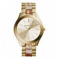 Michael Kors Slim Runway Gold Dial Two Tone Steel Strap Watch for Women - MK4300