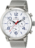 Tommy Hilfiger Jake Quartz White Dial Silver Mesh Bracelet Watch for Men - 1791233