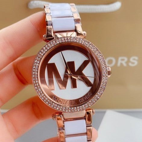 Michael Kors Parker White Dial Two Tone Steel Strap Watch for Women - MK6365