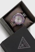 Guess Lady Frontier Diamonds Silver Dial Multicolor Steel Strap Watch for Women - GW0044L1