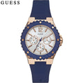 Guess Overdrive White Dial Blue Rubber Strap Watch for Women - W0149L5