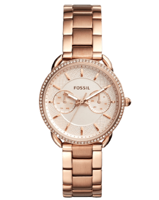 Fossil Tailor Rose Gold Dial Rose Gold Steel Strap Watch for Women - ES4264